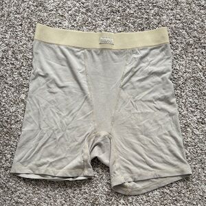 SKIMS Cotton Ribbed Sleep Boxer Short Light Green Tan Size Large